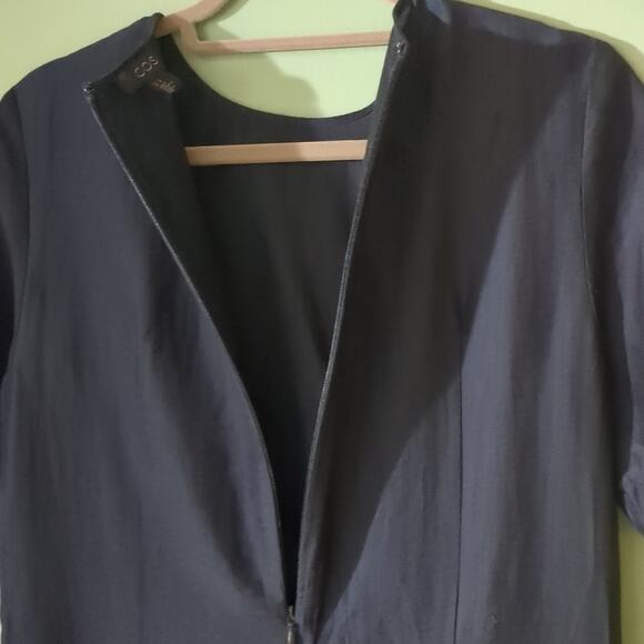 Cos Women's Navy Blue Knot Drape Lyocel Mix Dress Size 6 - Picture 3 of 8